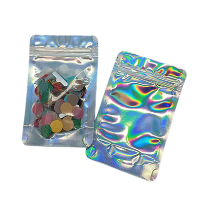 Custom Plastic Packaging Bag Laser Zipper Moisture Proof Lock Bag Transparent Flat Bottom Pouch